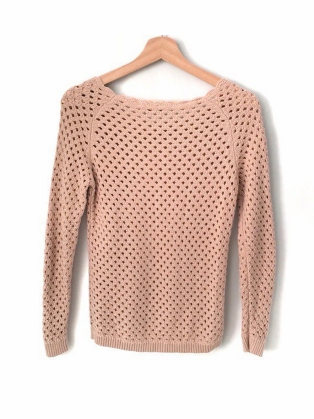 Ann Taylor LOFT Women’s Open-Knit Crewneck Sweater - Blush